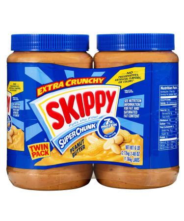 Skippy Extra Crunchy Peanut Butter Super Chunk Twin Pack Two 48 Ounce Jars