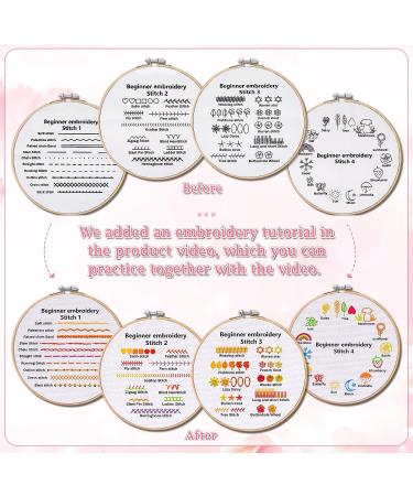 Embroidery Stitch Practice Kit - 4 Sets Beginners Starter Kit with 30 Stitches, Cloth, Hoop - Buy Online on GoSupps.com