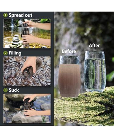 Water Filter Bottle - Outdoor Filtration for Hiking & Camping | 1500L Capacity Removes 99.99% Bacteria & Germs (650ml Black) - Buy Online on GoSupps.com
