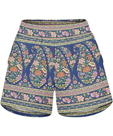 Gufesf Women's Linen Casual Summer Shorts | Elastic High Waist | Comfy & Lightweight | Pockets | Navy | XX-Large - Buy Online on GoSupps.com