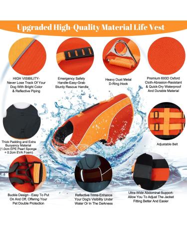 Buy XS Red Waterproof Dog Life Jacket - Reflective Ripstop Vest for French Bulldogs | Adjustable Buoyancy & Rescue Handle for Swimming & Boating - Buy Online on GoSupps.com