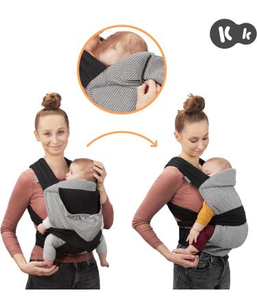 Kinderkraft Adoree Baby Carrier | Ergonomic Sling for Infants to Toddlers | 2 Carrying Positions | Adjustable Straps & Hood | Cotton Linen Viscose | Gray-Black - Buy Online on GoSupps.com