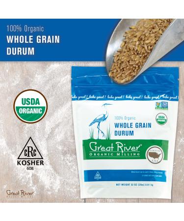 Great River Organic Milling Whole Grain Durum Wheat 2lb - Pack of 4 | Organic, Non-GMO - Buy Online on GoSupps.com