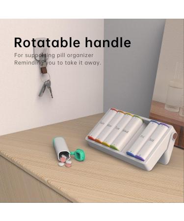 KOVIUU 2x Day Large Pill Organizer with Rotatable Handle - 7 Day Travel Case for Vitamins & Medicine - Buy Online on GoSupps.com