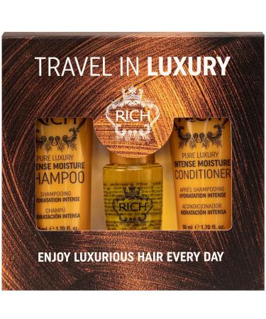 RICH Travel in Luxury Gift Set - Intense Moisture Shampoo Conditioner & Argan Oil Elixir for Ultimate Hair Hydration | International Shipping - Buy Online on GoSupps.com