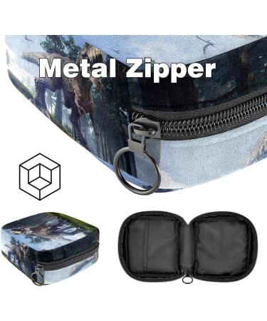 Cretaceous Dinosaurs Forest Hunt Sanitary Napkin Storage Pocket | Portable Menstrual Cup Bags for Women & Teen Girls - Buy Online on GoSupps.com