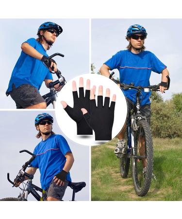 Summer Semi-Finger Men's Cotton Bicycle Gloves | Anti-Slip UV Protection Thin Sun Protection for Driving Golf & Cycling - Black - Buy Online on GoSupps.com