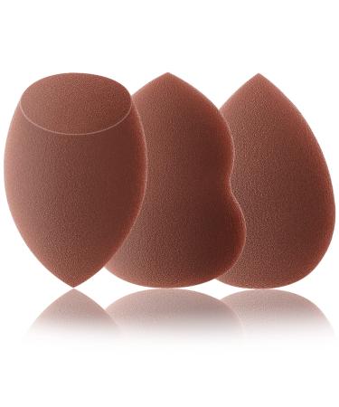 TCPENG Makeup Sponge for Blending Liquid Foundation Cream & Powder - Easy to Clean Super Soft & Non Latex Beauty Blender Concealer Applicator (3 Pack Brown)