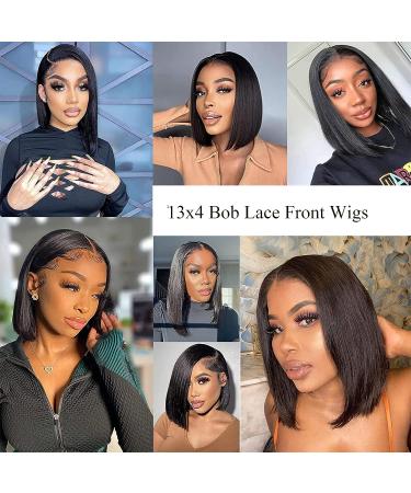 Ebbfurln 13x4 HD Lace Front Bob Wig 10 Inch | Brazilian Straight Human Hair 150% Density | Pre Plucked with Baby Hair for Natural Look - Buy Online on GoSupps.com