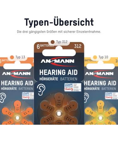 ANSMANN Hearing Aid Batteries 312 with Easy-Grip Protective Film (Brown Pack of 120) Type 312 P312 ZL3 PR41 - Zinc Air 1.4 V - Battery for Hearing Aid Hearing Amplifier Hearing Aid 120 Item 312 - Brown - Buy Online on GoSupps.com