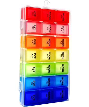Rainbow Weekly Pill Organizer | 7-Day AM/PM Snap Lids | Detachable Compartments for Vitamins & Larger Pills - Buy Online on GoSupps.com