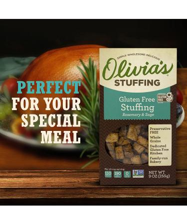 Olivia's Croutons Gluten Free Stuffing Mix - Rosemary & Sage Herb Seasoned Dressing - Vegetarian  Preservative Free  9 Ounce (Pack of 2) - Buy Online on GoSupps.com