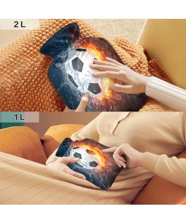 ZZXXB Football Hot Water Bottle with Fleece Cover - 2L PVC Heating Bag for Pain Relief | Neck Shoulder Hand Warmer & Cold Therapy - Buy Online on GoSupps.com