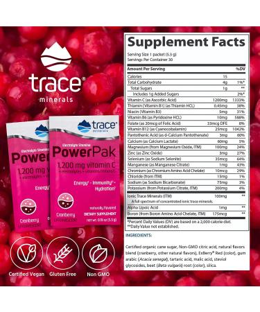 Trace Minerals Electrolyte Stamina PowerPak - Cranberry - 30 Packets (5.3g Each) | Hydration & Energy Boost - Buy Online on GoSupps.com