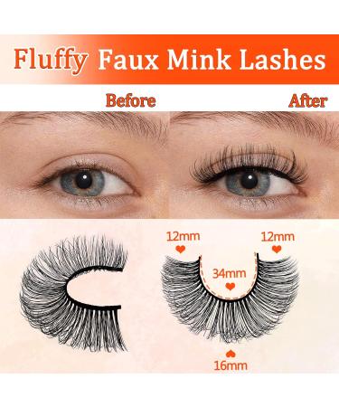 7 Pairs of 3D False Eyelashes Cat Eye Fluffy Volume Curly Cat-Eye Artificial Eyelashes Natural Look Reusable Handmade Faux Mink Makeup Eyelashes (7C-HR-E15) - Buy Online on GoSupps.com