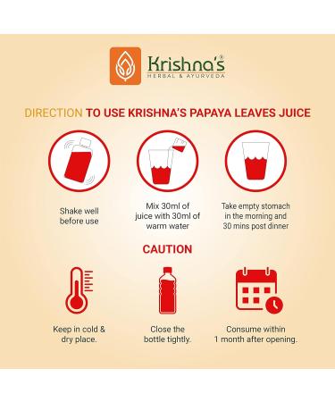 Krishna's Herbal & Ayurveda Papaya Jus de feuilles 500 ml (1 pi ce) 500 ml (Lot de 1) - Buy Online on GoSupps.com