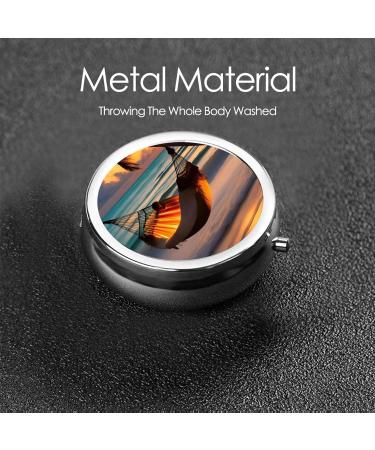 Sunset Beach Hammock Round Pill Box | 3 Compartment Travel Organizer | Portable Pill Box for Easy Travel - Buy Online on GoSupps.com