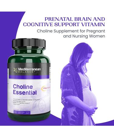 Mediterranean Balance Choline Prenatal Supplement for Brain and Cognitive Support - 550mg Choline - 30 Day Supply - Kosher Vegetarian - Pregnant and Nursing Women - 60 Count - Buy Online on GoSupps.com