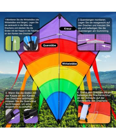 Lebexy Insliner Delta Dragon Kite for Kids & Adults | Easy to Fly Colorful 73x65 cm Kite with 80m String | Perfect Children's Outdoor Toy - Buy Online on GoSupps.com