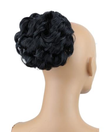 CAISHA Voluminous DUTT Hairpiece Hair Bun Hair Tie Hepburn Bun Hair Thickening DM15cm Wavy Black D100 black #1 D100