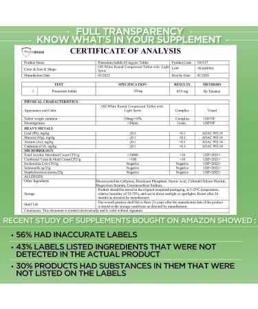 ThyroShield Potassium Iodide Tablets - 130mg Dose | Thyroid Support & Emergency Survival Supplement | USA Made KI Pills (120 Count) - Buy Online on GoSupps.com