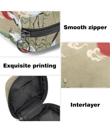 Stylish Women's Napkin Storage Bag - Japanese Cranes at Sunset | Portable Menstrual Cup & Bandages for First Periods - Buy Online on GoSupps.com