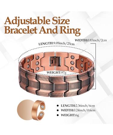 Jecanori 3X Ultra Strength Copper Magnetic Bracelet with 57 Magnets - Adjustable Wristband, 3500 Gauss, Free Adjustt Tool - Redcopper - Buy Online on GoSupps.com