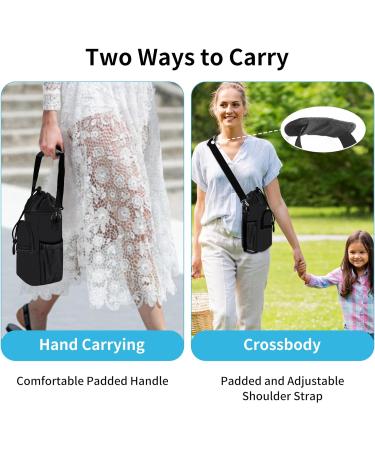 Turmaster Water Bottle Holder with Belt - Insulated Carrier Bag with 4 Pockets for Sports Hiking & Camping - Black Sling Sleeve - Buy Online on GoSupps.com