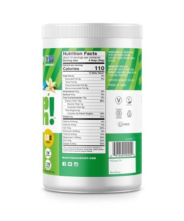 Manitoba Harvest Hemp Yeah! Organic Max Fiber Protein Powder - Vanilla 16oz | 10g Fiber, 9g Protein, 1.9g Omegas 3&6 | Non-GMO, Preservative Free - Buy Online on GoSupps.com