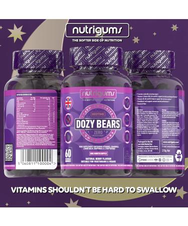 DOZYBEARS 60 Vegan Gummy Bears | Mixed Berry Flavour with 5-HTP & Vitamins | Chamomile & Lemon Balm | Support Rest & Sleep | Adults & Kids 12 - Buy Online on GoSupps.com