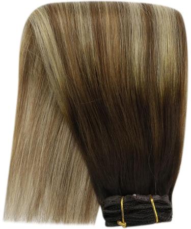 YoungSee Balayage Clip in Hair Extensions 14 Inch Hair Extensions Clip in Double Weft Dark Brown to Medium Brown with Blonde Clip in Human Hair Extensions Ombre 7 Pieces 120 Grams - Buy Online on GoSupps.com