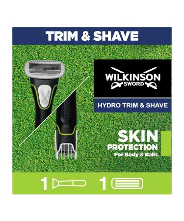 WILKINSON SWORD - Hydro Trim & Shave Skin Protection for Men | Razor & Trimmer | Razor Handle + 1 Blade Refills