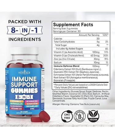 8 in 1 Immune Support Booster Supplement with Elderberry Vitamin C and Zinc 50mg Vitamin D 5000 IU Turmeric Curcumin & Ginger B6 Echinacea (8 in 1 Gummies (Pack of 1) - Buy Online on GoSupps.com