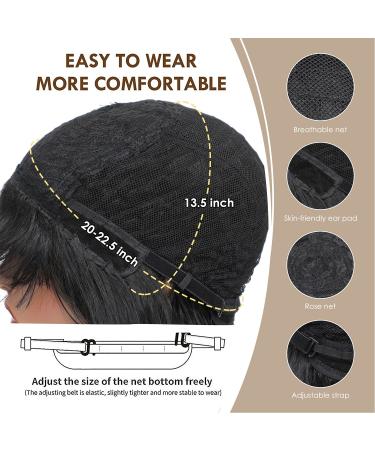 SOKU Black Wavy Wig with Bangs - 20 Inches Synthetic Heat Friendly Curly Wig for Women - Natural Looking Medium Length Hair for Daily Wear and Parties - Buy Online on GoSupps.com