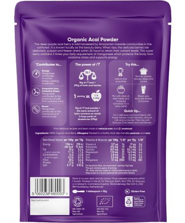 Naturya Organic A a Powder - Wild-Harvested Superfood Rich in Manganese & Vitamin A - 125g Pouch - Buy Online on GoSupps.com