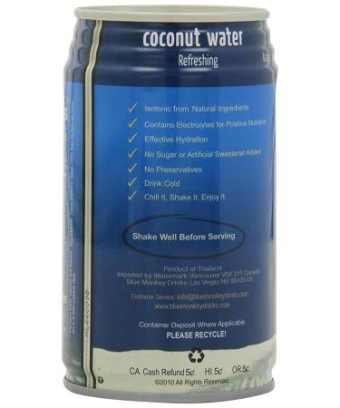Blue Monkey 100% Natural Coconut Water 11.2oz (Pack of 24) - Packaging May Vary - Buy Online on GoSupps.com