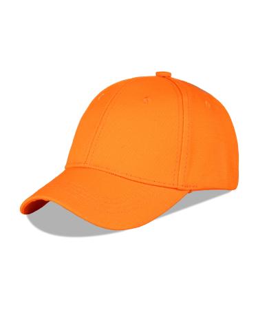 LANGZHEN 100% Cotton Outdoor Children's Kids Plain Baseball Cap Hat Adjustable Sun Hat for Girls Boys 2-4 Years Classic Orange