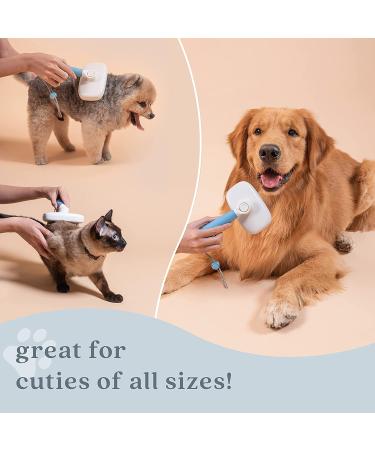 Pet Slicker Brush - Self-Cleaning Grooming Tool for Dogs & Cats - Dematting & Detangling Brush for Long & Short Hair - Cotton Blue - Buy Online on GoSupps.com