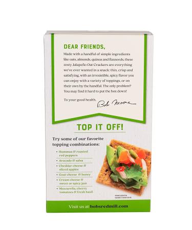 Bob's Red Mill Jalape o Oat Crackers 4.25 oz - Spicy Whole Grain Snack - Buy Online on GoSupps.com