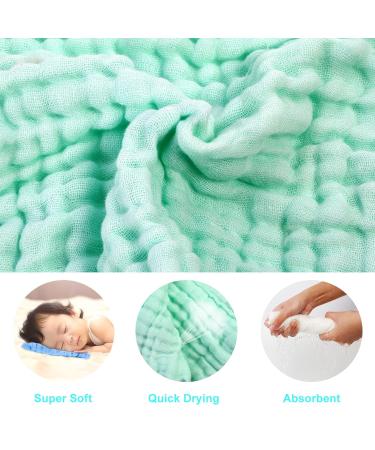 Minimoto Baby Musselin Washcloths - Soft 27.9x27.9 cm Towels for Sensitive Skin (6 Pack) - Natural Cotton Baby Accessories in White Green Blue - Buy Online on GoSupps.com
