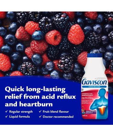 Gaviscon Fruit 340ml - Long-Lasting Acid Reflux & Heartburn Relief - Buy Online on GoSupps.com