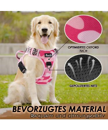 Eyin Adjustable Dog Harness for Large Dogs - Breathable Reflective Padded Design with Handle - Camouflage Pink (L) | International Shipping - Buy Online on GoSupps.com