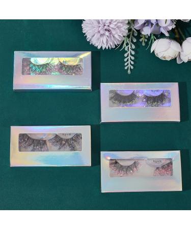 Buy NICENEEDED 4 Pairs Glitter & Colored False Eyelashes - Dramatic Faux Mink Strip Lashes for Cosplay Parties & Festivals - Buy Online on GoSupps.com