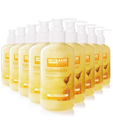 BRUBAKER BRUBAKER Cosmetics - Liquid Soap - Milk & Honey - For Hygienically Clean Hands - Extra Gentle and Moisturising Formula - Pack of 10 x 240 ml