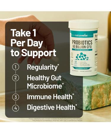 NatureWise Probiotics 60 Billion CFU Digestive & Gut Health Support for Women & Men - 60 Capsules - Buy Online on GoSupps.com