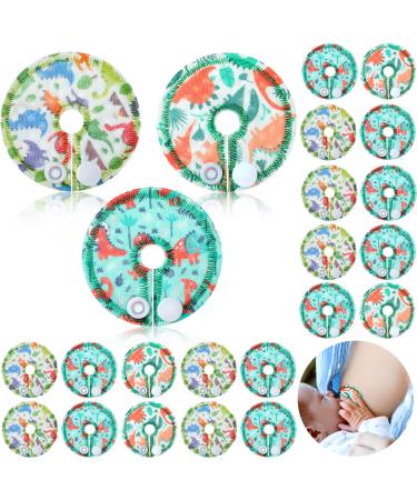 24 Pack Cotton Pads for Feeding Support, Dinosaur Feeding Pads Supplies G Shape Pads Button Covers for Nursing Care (Dinosaur)