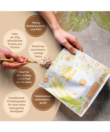 Vegan Protein Powder 600g | Cookie Dough Flavor | 21g Protein per 30g | Premium Vegan Shake - Soy Rice Peas Sunflower & Pumpkin Seed Blend - Buy Online on GoSupps.com