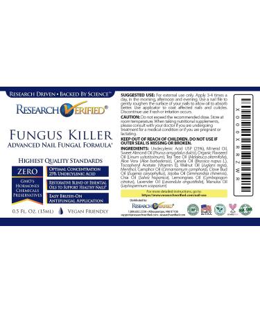 Research Verified Nail Fungus Killer - 100% Natural Anti Fungal Nail Solution with Undecylenic Acid - 1 Month Supply - Buy Online on GoSupps.com