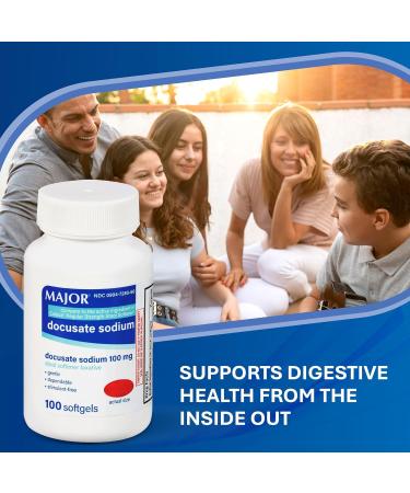 MAJOR Docusate Sodium 100mg Softgels Stool Softener Laxative for Occasional Constipation Relief - Gentle Dependable Stimulant-Free 100 Count (1-Pack) - Buy Online on GoSupps.com