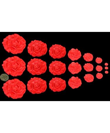 21 x Edible 3D Mixed Sized Icing Red Roses 20 colours toppers decorations cake (Red) - Buy Online on GoSupps.com
